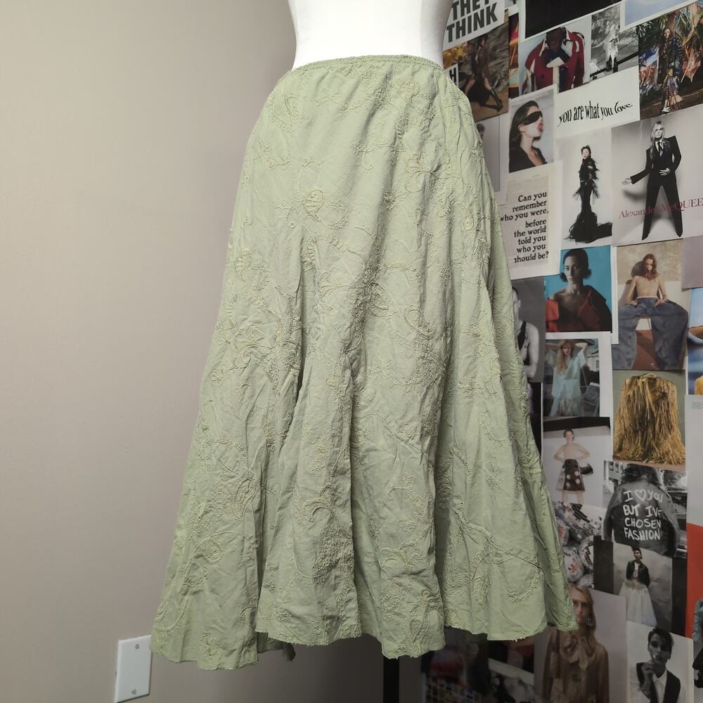 Embroidered Cotton Boho Midi Skirt